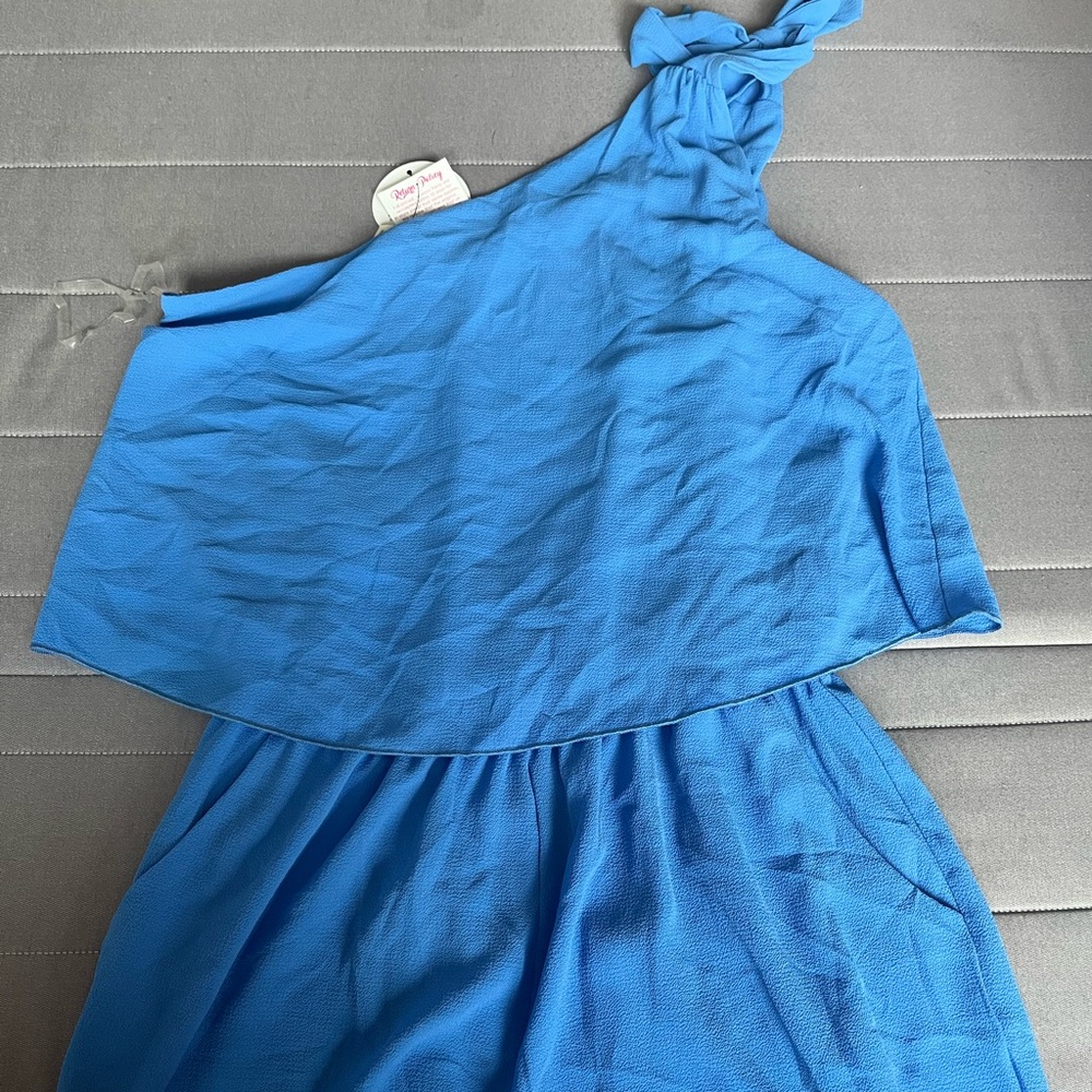 Blue One Shoulder Romper